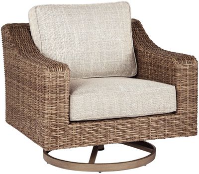 Front view of the Signature Design by Ashley® Beachcroft Beige Swivel Lounge Chair