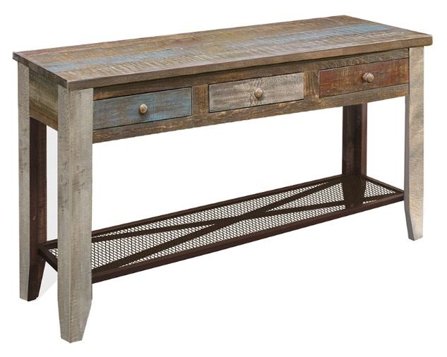 International Furniture Direct Antique Multi-Colored Sofa Table-0