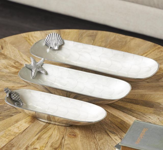 Deco Marche 3-Piece White Oval Decorative Bowl Set-4