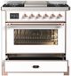 Ilve® Majestic III 36'' White Pro Style Dual Fuel Liquid Propane Range with Triple Glass Door and Copper Trim-1