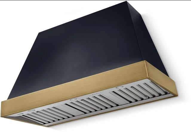 AGA Euclid 48" Gloss Black Wall Mounted Range Hood  with Antique Brass Trim-0
