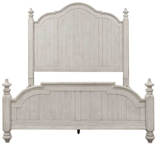 Liberty Furniture Farmhouse Reimagined 3-Piece Antique White/Chestnut King Poster Bed Set-2