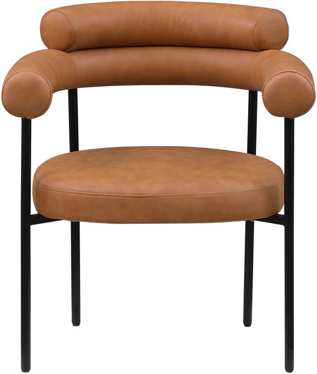 Meridian Furniture Blake Cognac/Matte Black Upholstered Dining Arm Chair-1