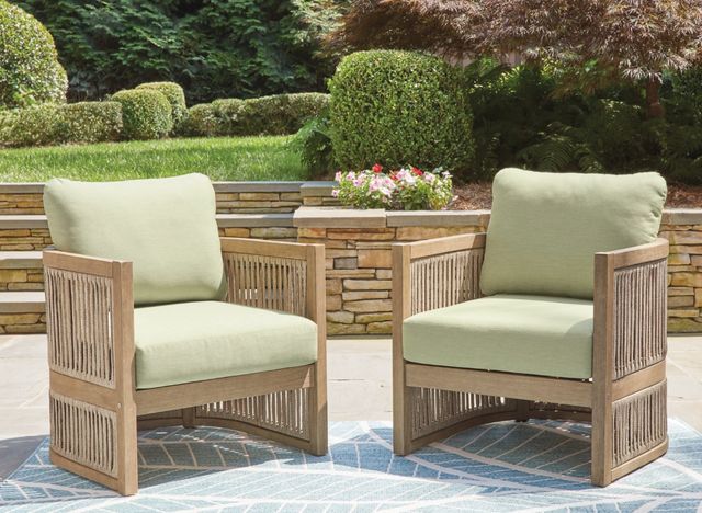 Signature Design by Ashley® Serena Shores Beige/Green Fabric/Wooden Outdoor Lounge Chair-4