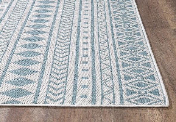 KAS Rugs Provo Aqua/Ivory Natural 5'x8' Area Rug-3