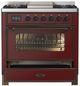 Ilve® Majestic III 36" Burgundy Pro Style Dual Fuel Natural Gas Range with 6 Black Brass Burners and Burnished Trim-2