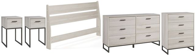 Signature Design by Ashley® Socalle 5-Piece Natural Queen Panel Headboard Bedroom Set-0