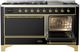 Ilve® Majestic III 60" Glossy Black Pro Style Dual Fuel Liquid Propane Range with Solid Door and Brass Trim-3