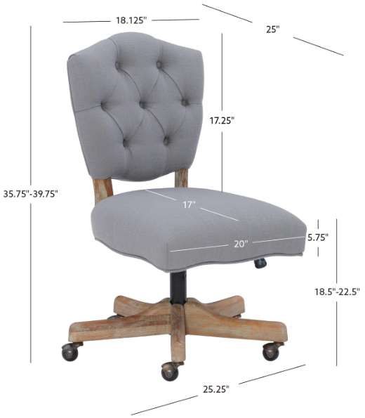 Linon Kelsey Gray Office Chair-2