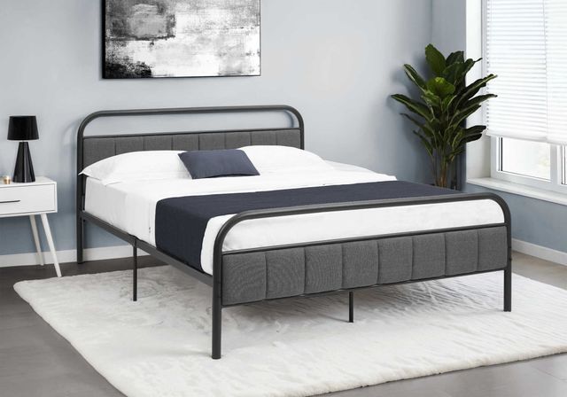 Monarch Specialties Inc. Grey/Black Platform Queen Bed-2
