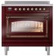 Ilve® Nostalgie II Noblesse 36'' Burgundy Pro Style Induction Range with Burnished Trim-1
