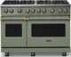 Viking® 5 Series 48" Eucalyptus Pro Style Gas (NG) Range with Brushed Brass Trim-0