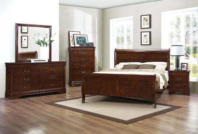 Homelegance® Mayville Brown Cherry Queen Sleigh Bed-1