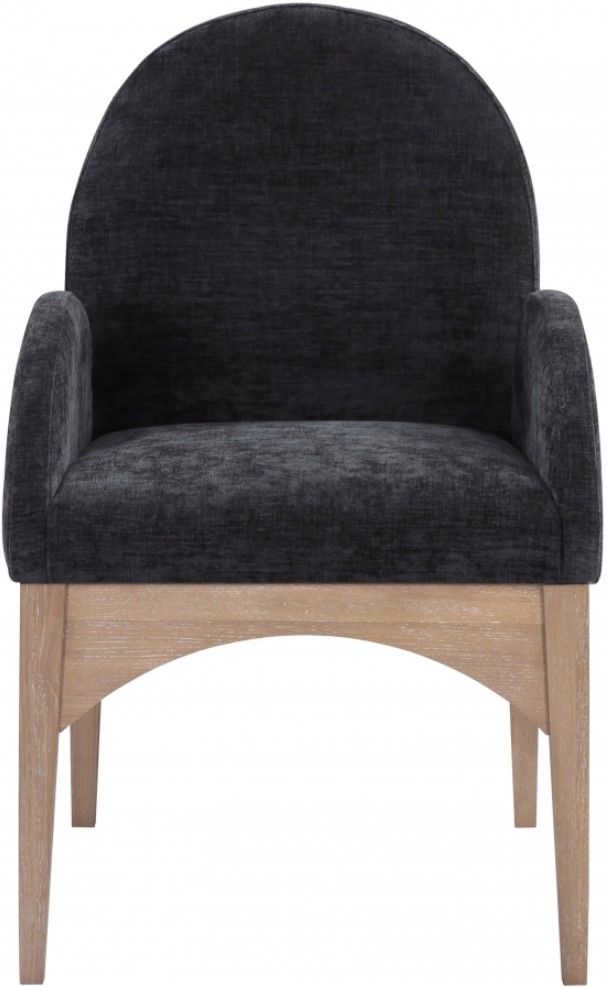 Meridian Furniture Waldorf Black/Natural Chenille Upholstered Dining Arm Chair-1