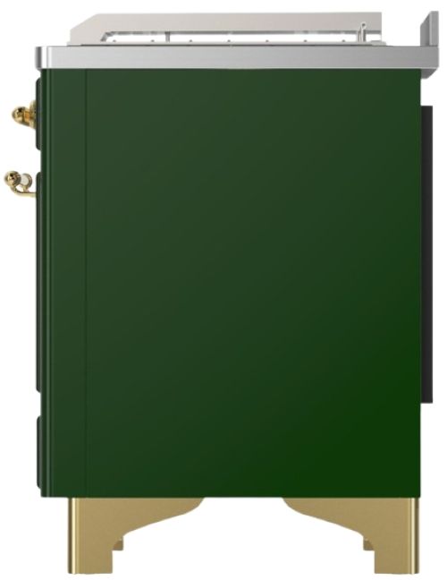 Ilve® Majestic III 48" Emerald Green Pro Style Dual Fuel Liquid Propane Range with French Top and Brass Trim-3