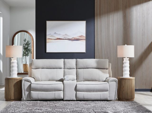 Signature Design by Ashley® Social Pointe 3-Piece Ash/Pearl Power Reclining Small Spaced Sectional-1