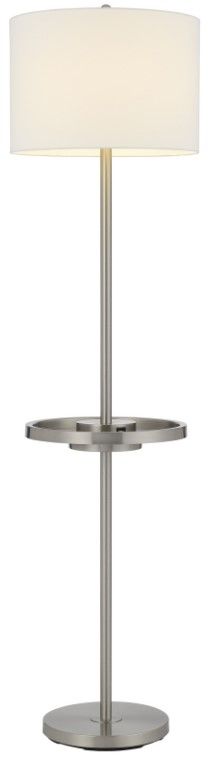 Cal® Lighting & Accessories Crofton Brushed Steel Floor Lamp with Tray Table-1