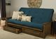 Kodiak Furniture Washington Suede Navy/Rustic Walnut Queen Storage Futon with Mattress-4