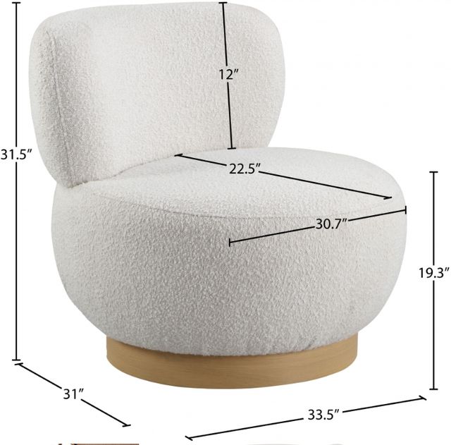 Meridian Furniture Calais Cream/Natural Boucle Fabric Accent Chair-3