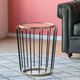 A & B Home Glass Top Round Side Table With Black and Gold Base-3