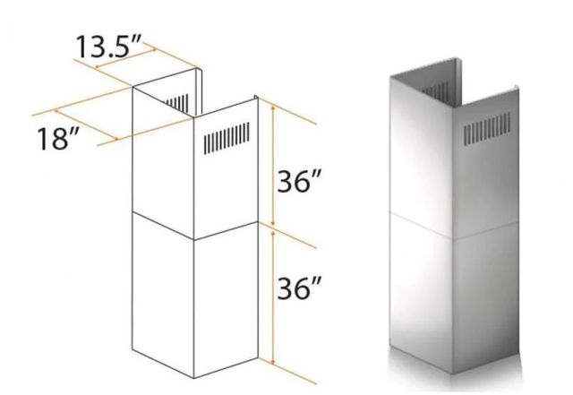 ZLINE 36" Stainless Steel Chimney Extension-2