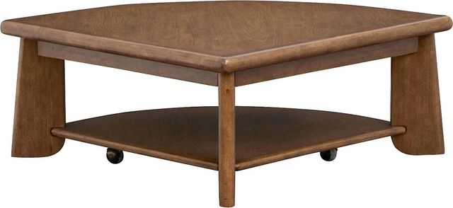 Magnussen Home® Tanner Tawny Brown Pie Shaped Lift Top Cocktail Table with Casters-3