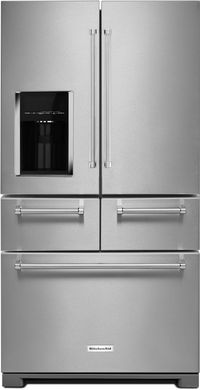 front view of the KitchenAid® 36 in. 25.8 Cu. Ft. Stainless Steel French Door Refrigerator