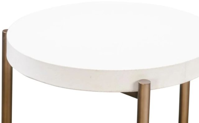 Modus Furniture Lyon White Side Table with Brushed Bronze Base-3