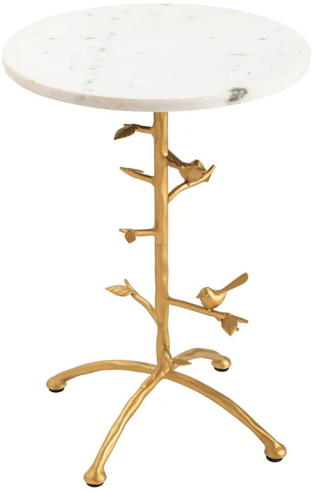 Crestview Collection Tweety Bird White Accent Table with Gold Base-2