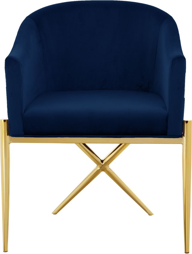 Meridian Furniture Xavier Navy/Gold Velvet Dining Chair-1
