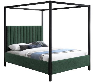 Meridian Furniture Kelly Green Queen Upholstered Canopy Bed-0