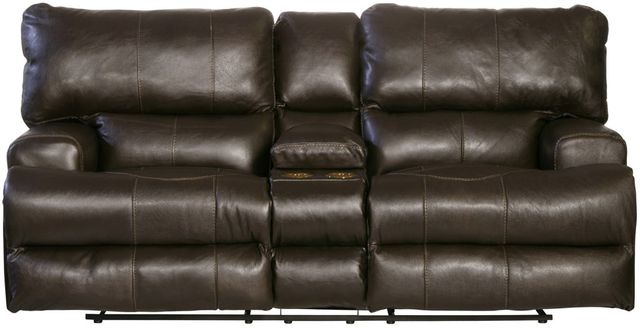 Catnapper® Wembley Steel Leather Power Lay Flat Reclining Console Loveseat with Power Adjustable Headrest-3