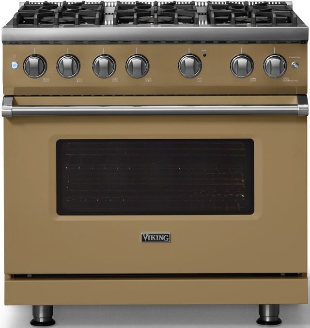 Viking® 5 Series 36" Golden Hour Pro Style Gas (LP) Range with Polished Chrome Trim-3