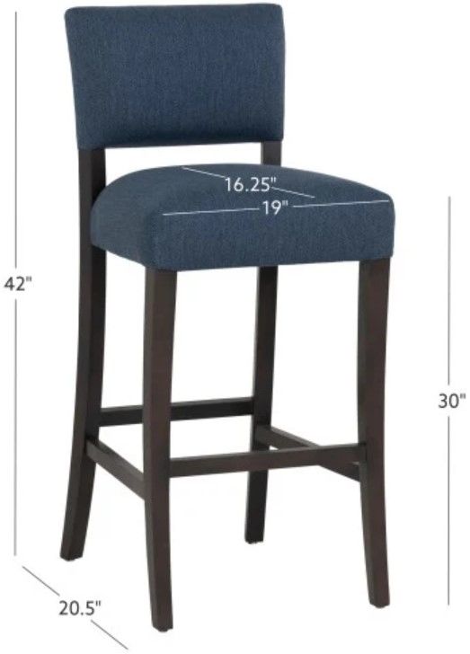 Linon Kimmy 2-Piece Cobalt Bar Stool-2