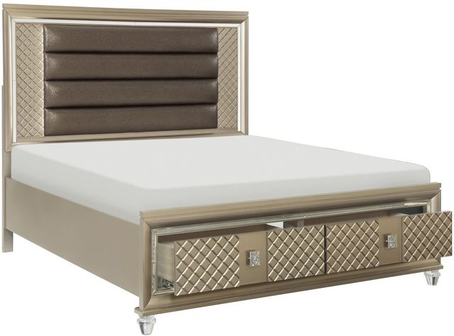 Homelegance® Loudon Champagne Queen Platform Storage Bed-2