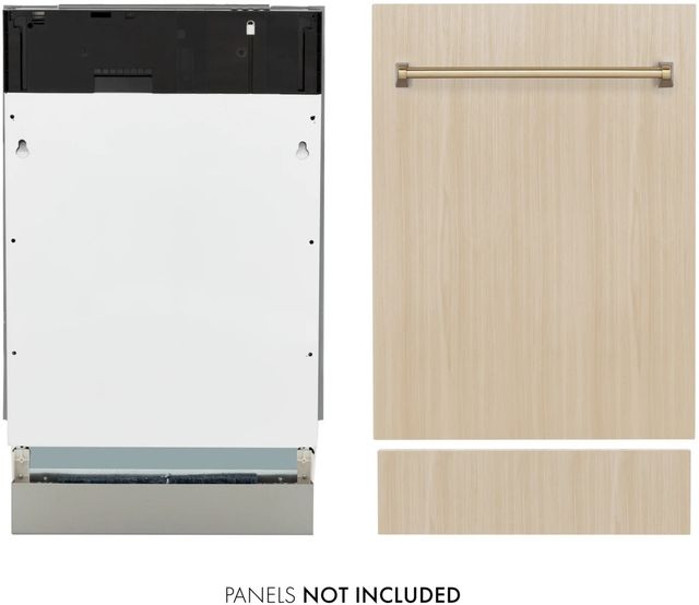 ZLINE Autograph Edition Tallac 18" Panel Ready Top Control Built-In Dishwasher with Champagne Bronze Handle-3