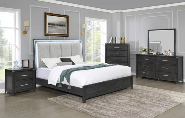 New Classic® Home Furnishings Odessa 4-Piece Charcoal Gray California King Panel Bedroom Set-1