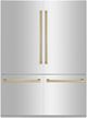 ZLINE Autograph Edition 60" 32.2 Cu. Ft. Stainless Steel Built In French Door Refrigerator with Water Dispenser and Ice Maker in Champagne Bronze Accents-0