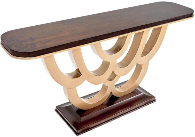 Michael Amini® Camellia Field Pecan-V166 Warm Pecan Console Table-3