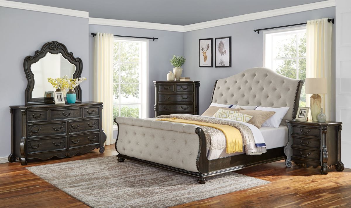 Steve Silver Co. Rhapsody 5 Piece Cream King Sleigh Bedroom Set Hoelscher s Fine Furniture Appliances Electronics Floresville and Pleasanton TX
