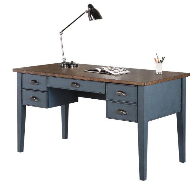Martin Furniture Fairmont Dusty Blue Half Pedestal Desk-0