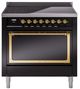 Ilve® Nostalgie II Noblesse 36'' Glossy Black Pro Style Induction Range with Brass Trim-0