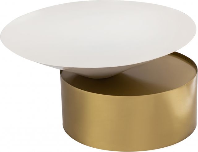 Meridian Furniture Damon White/Brass Coffee Table-1