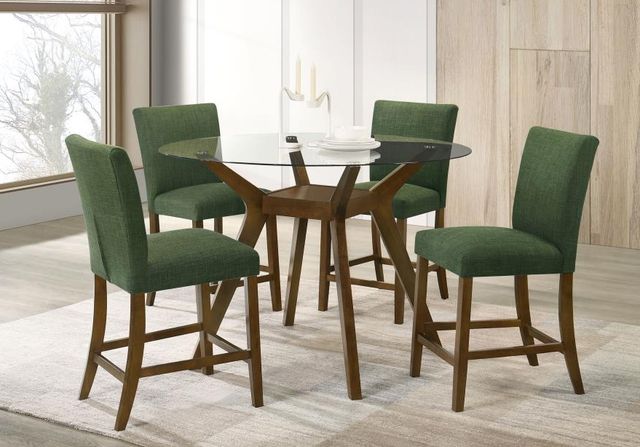 Coaster® Paxton 5-Piece Brown/Green Round Counter Dining Table Set-1