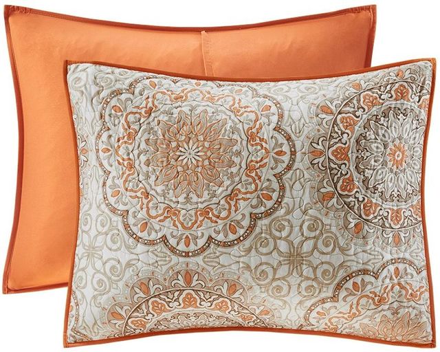 Olliix by Madison Park Tangiers 6 Piece Orange King/California King Reversible Coverlet Set-2