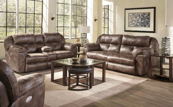 Catnapper® Ferrington Dusk Power Reclining Console Lay Flat Loveseat with Power Headrest and Lumbar -1