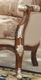 Homey Design Beige/Mahogany Chair-1