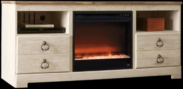 Signature Design by Ashley® Willowton Whitewash 64" TV Stand with Electric Fireplace-0