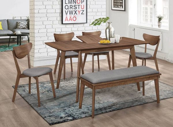 Coaster Alfredo 5-Piece Upholstered Natural Walnut Dining Table Set