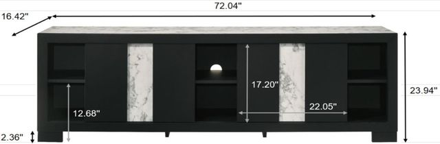 Crown Mark Rangley Black TV Stand with Sliding Door-2